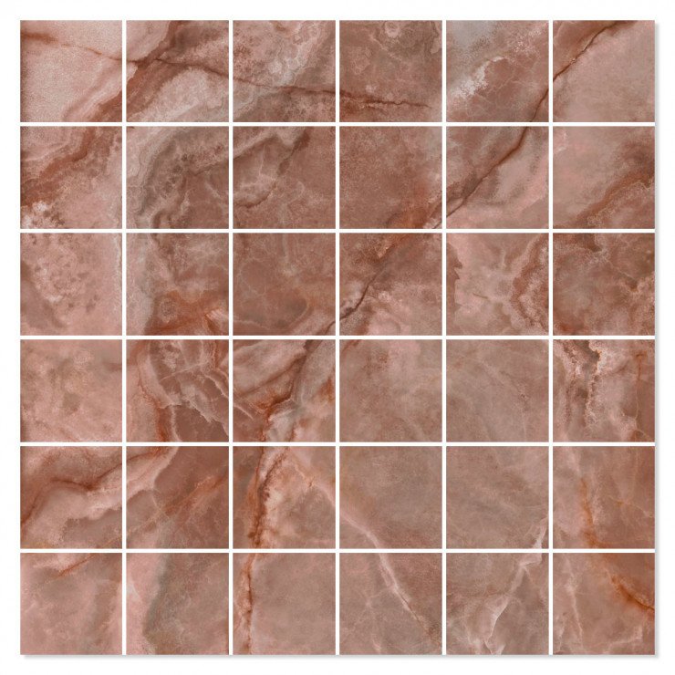 Marmor Mosaik Klinker Lux Cirrus Brun Polerad 30x30 (5x5) cm-0